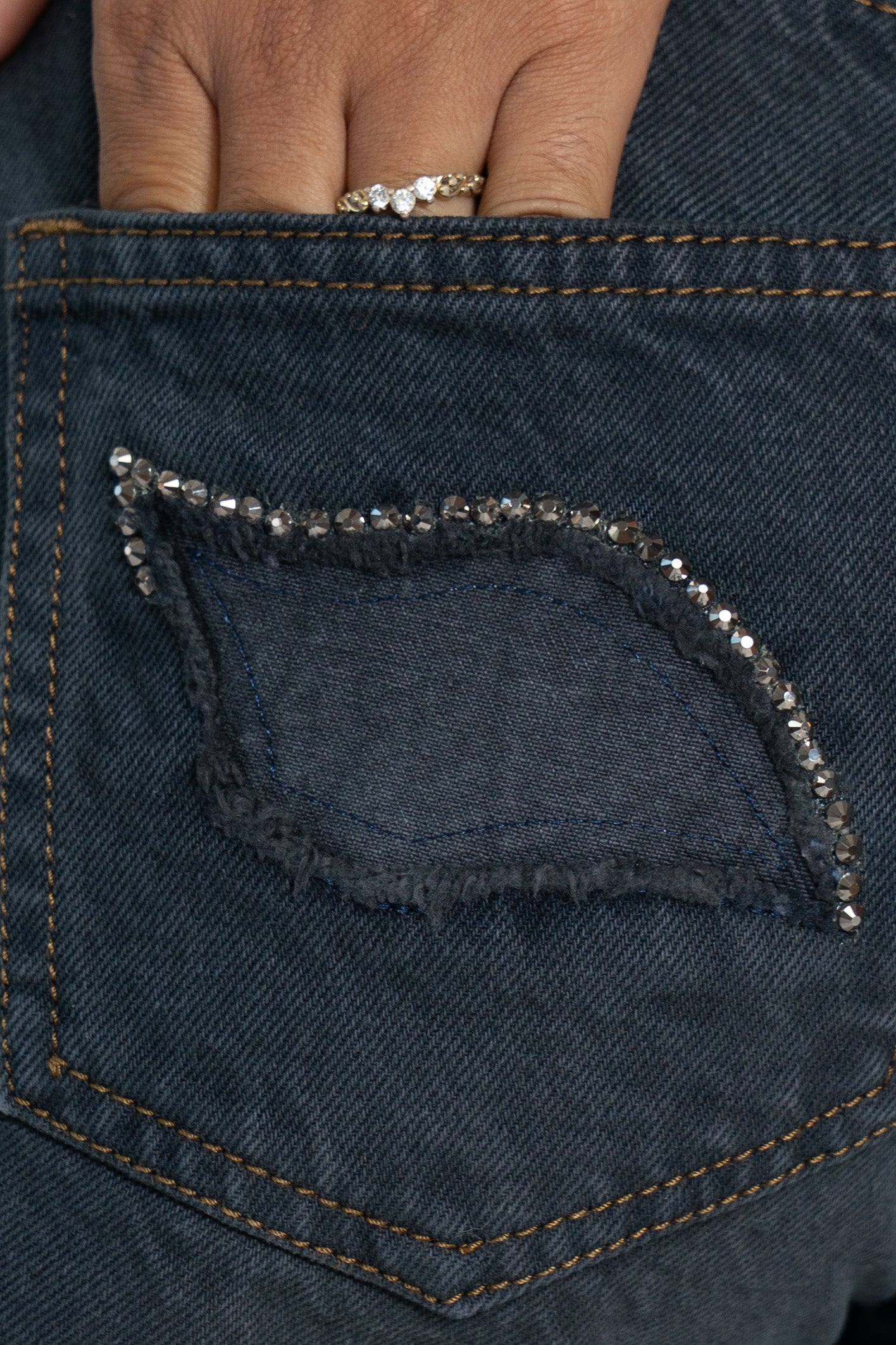Midnight Jungle Distressed Panther Eyes Signature Denim Short