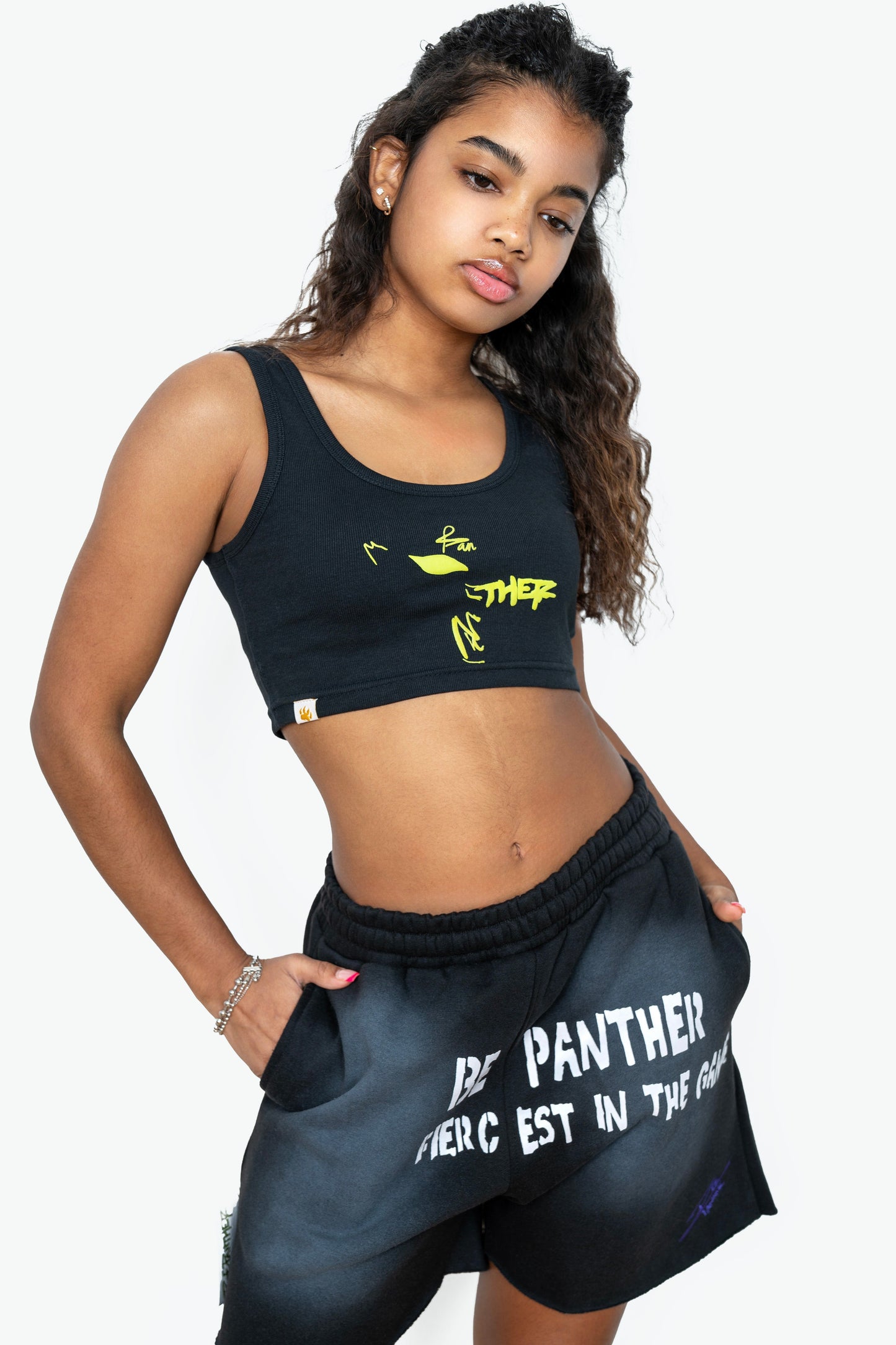 Matte Black Panther Reversible Crop Tank