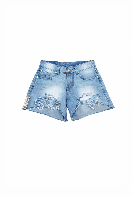 Ice Jungle Distressed Panther Eyes Signature Denim Short