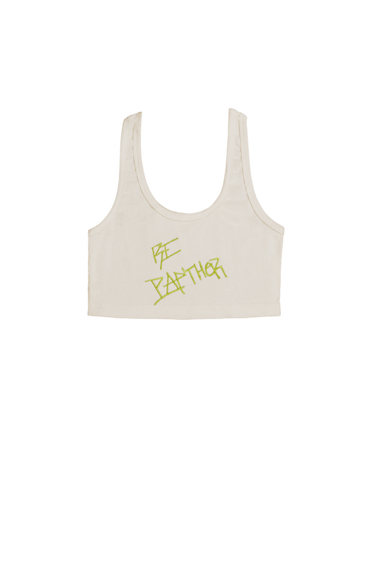 Half White Panther Crop Tank