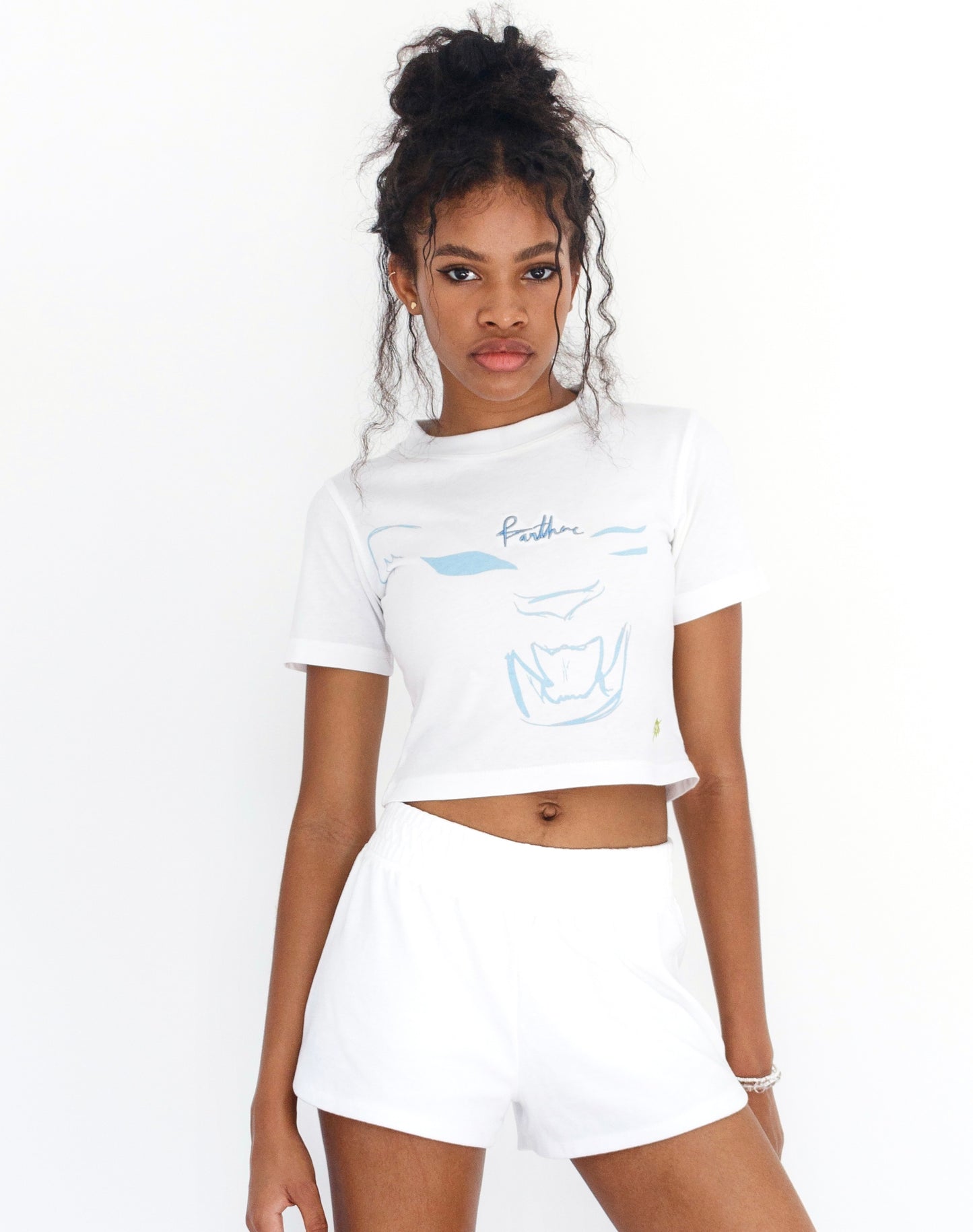 White Panther Cropped Baby Tee
