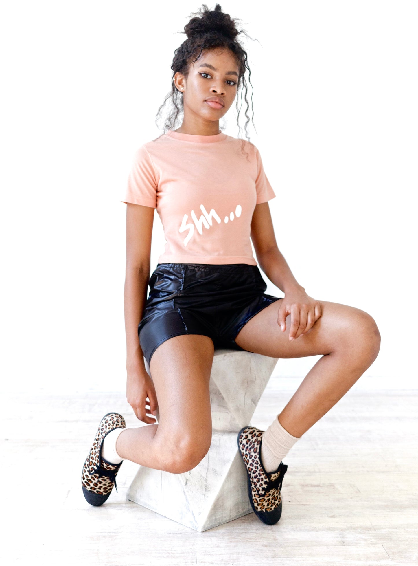 Peach Panther Cropped Baby Tee